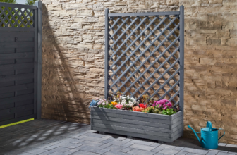Blumenkasten, BxH: 120 x 170 cm, grau, Holz