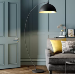 Bogenstehleuchte Jonera, schwarz, goldfarben, Metall